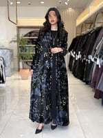 بليزر | عباية الفاتنه بقماش شيفون مخمل ياباني اسود...