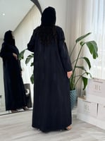 عباية نانسي | اسود تطريز سنبله كحلي