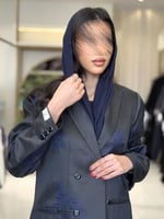 بليزر | عباية افال بقماش تفته ياباني برسم ورود كحل...