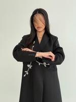 بليزر سمر بقماش كريب ايطالي شك فضي