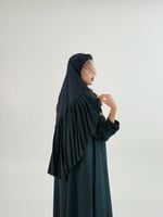 عباية ملاذ بقماش كريب رموش دبل كلوش تركوازي (طرحه...