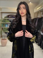 عباية تركيه بقماش مخمل كوري تدخيلات شيفون مخمل ذهب...