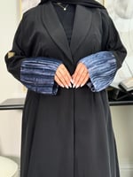 عباية زاد ا حرير مغسول كسرات لنن كحلي