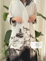 عباية مزن كلوش بقماش كريب امريكي رمادي