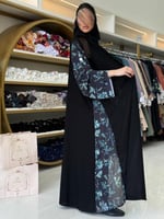 عباية سالي بقماش كريب ملكي تدخيلات شيفون مكسر 4