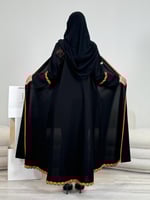 عباية ريفان ا بقماش كريب الاناقة تطريز برتقالي