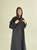 عباية يسرى بقماش جوخ شتوي كحلي