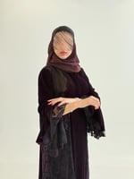 عباية هدى بقماش مخمل كوري تدخيلات شيفون بنفسجي
