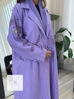 عباية كريب الراقي تطريز اغصان - لافندر