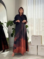 عباية كاري | بقماش حرير برتقالي