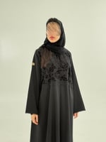 عباية ريتاج بقماش كريب باربي تدخيلات دانتل جبير