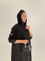 عباية تولاي بقماش كريب الاناقة تدخيلات جاكار رمادي