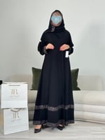 عباية الهنوف ا قماش ملكي تطريز رمادي