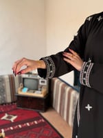 عباية الرين بقماش دانسون مطرز فضي