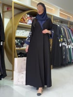 عباية لارا بقماش انترنت تطريز بالكم كحلي