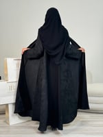 عباية هيون ا كريب كتان - اسود