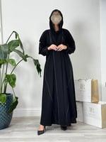 عباية ابتسام ا بقماش كريب الانقة زينه الخيط الابيض