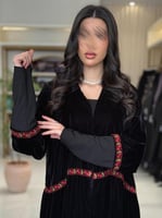 عباية هيم بقماش مخمل كوري طبقات بكلفه عنابي