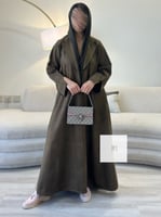 جديد الشتاء l عباية بالين بقماش شامواه - طحلبي