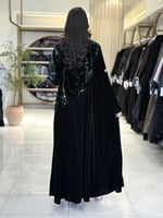 عباية سولارا بقماش مخمل كوري تدخيلات شيفون مخمل بش...