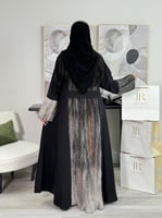 عباية زاد ا حرير مغسول كسرات لنن ترابي