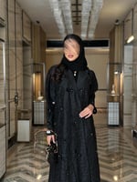 عباية ثريا بقماش تفته مخرم مع شك