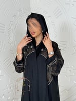 عباية وعد بقماش لنن بحياكه يدويه