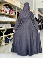 عباية رواء بقماش كريب حرير مشجر رصاصي