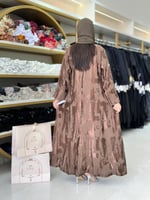 عباية غزل بقماش لنن مغسول بني فاتح