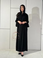 عباية ريمان بقماش كريب رموش مزين بشك ناعم