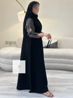 عباية بقماش كريب الابداع بازارير - اسود