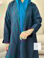 جديد الصيف | عباية بقماش لنن مطرز - تركواز