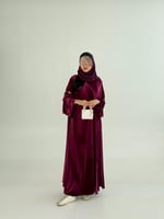 عباية غدير بقماش مخمل استرتش دبل كلوش فوشي