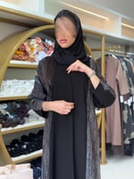 عباية لميس بقماش كريب الابداع تدخيلات شيفون بلمعه...