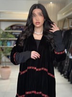 عباية هيم بقماش مخمل كوري طبقات بكلفه عنابي