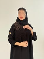 عباية سميه بقماش كريب سرميك تخريم كمبيوتر اسود