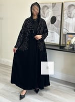 عباية انجيلا ا مخمل بتطريز -رمادي