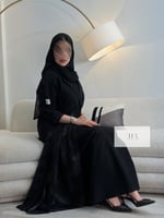 عباية نجوى l الاناقة تدخيلات الشيفون - اسود