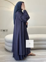 عباية لنن مكسر خفيف صيفي - رمادي