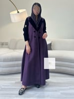 عبايه شامواه مع كم مخمل - موف غامق