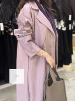 عباية كريب الراقي تطريز اغصان - موف فاتح