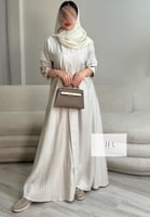 عباية ارين بقماش لنن بحياكه يدويه - بيج