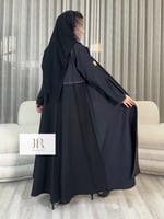 عباية السندس دنسون تدخيلات مقلم وخيط ابيض - اسود