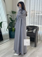 عباية كريب الراقي تطريز اغصان - فضي