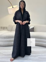 عباية جانسو | بقماش كاروهات صيفي - اسود