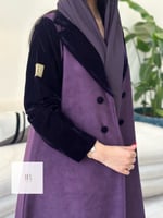 عبايه شامواه مع كم مخمل - موف غامق