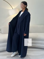 طقم كريب مقلم - كحلي