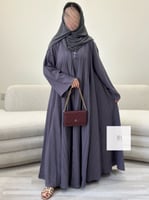 عباية لنن مكسر خفيف صيفي - باذنجاني