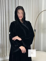 عباية سكينه l دبل كلوش مخمل كوري - اسود