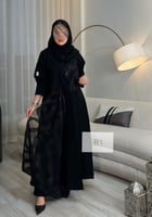 عباية نجوى l الاناقة تدخيلات الشيفون - اسود